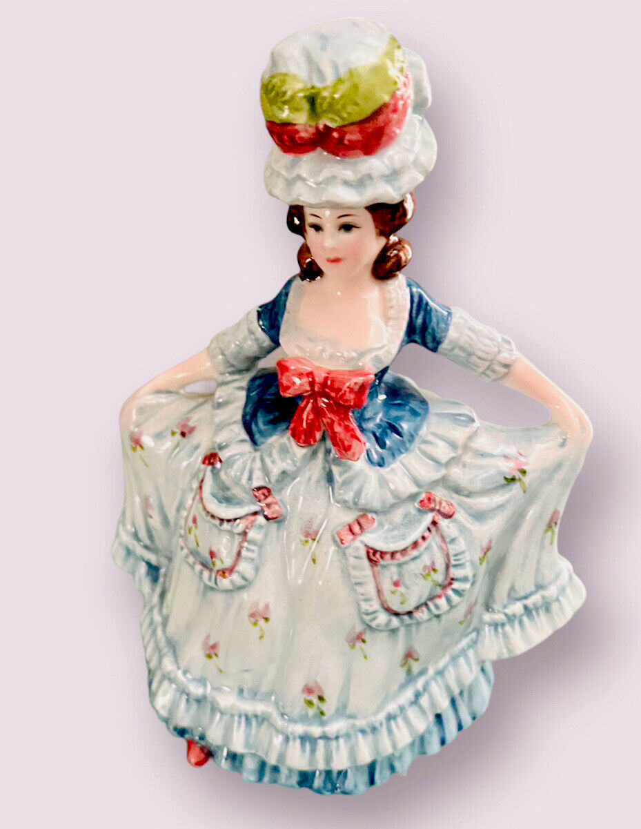 Vintage Schmid Porcelain Musical Rotating Victorian Lady Figurine Minuet Mozart