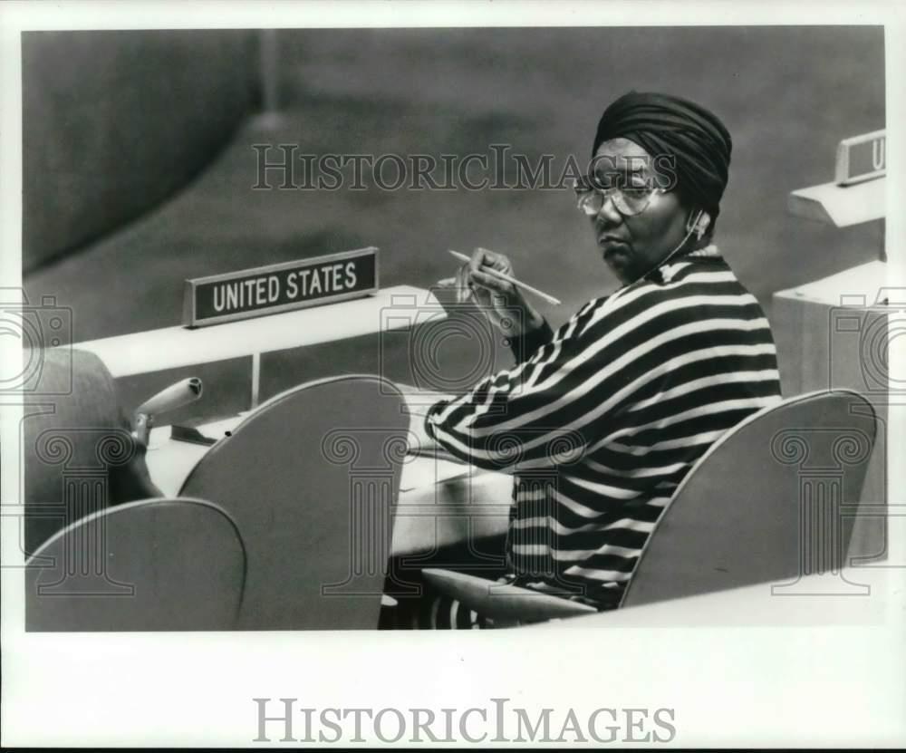 1987 Press Photo Pearl Bailey Attends United Nations Assembly Session, New York