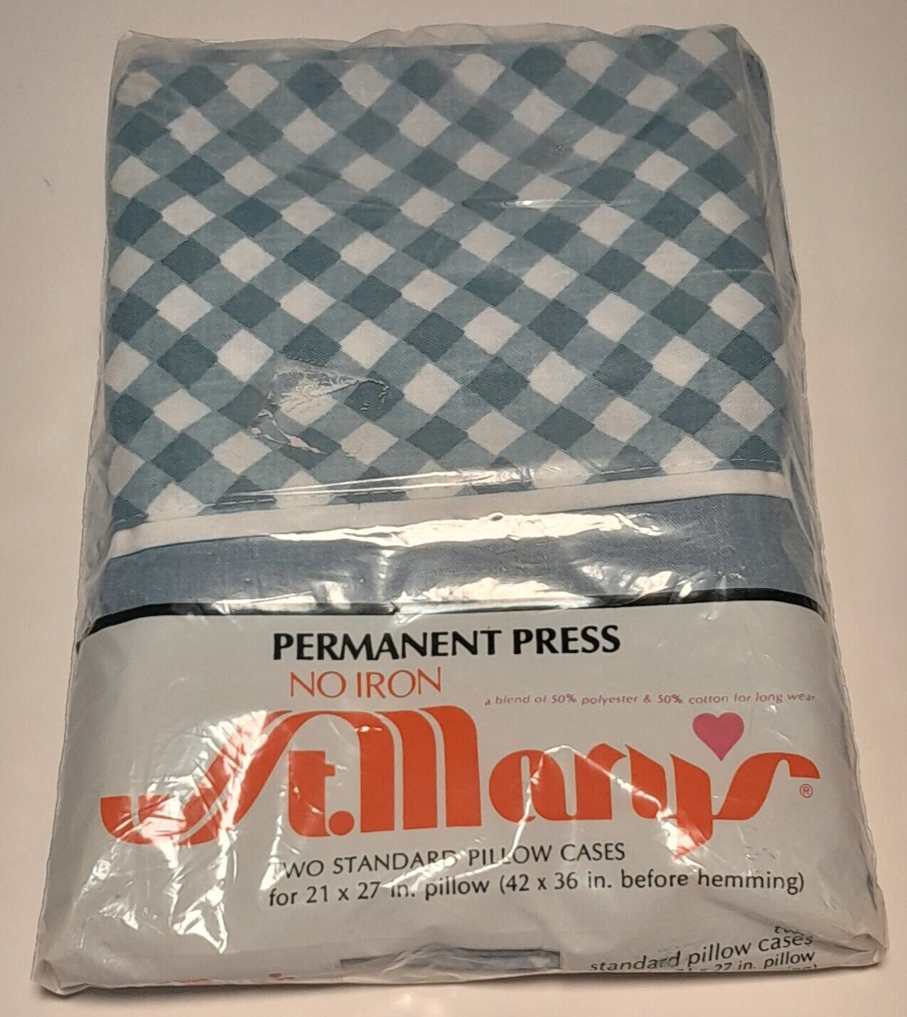 Vintage St. Mary\'s Permanent Press No Iron Two Standard Pillow Case 21 X 27 in