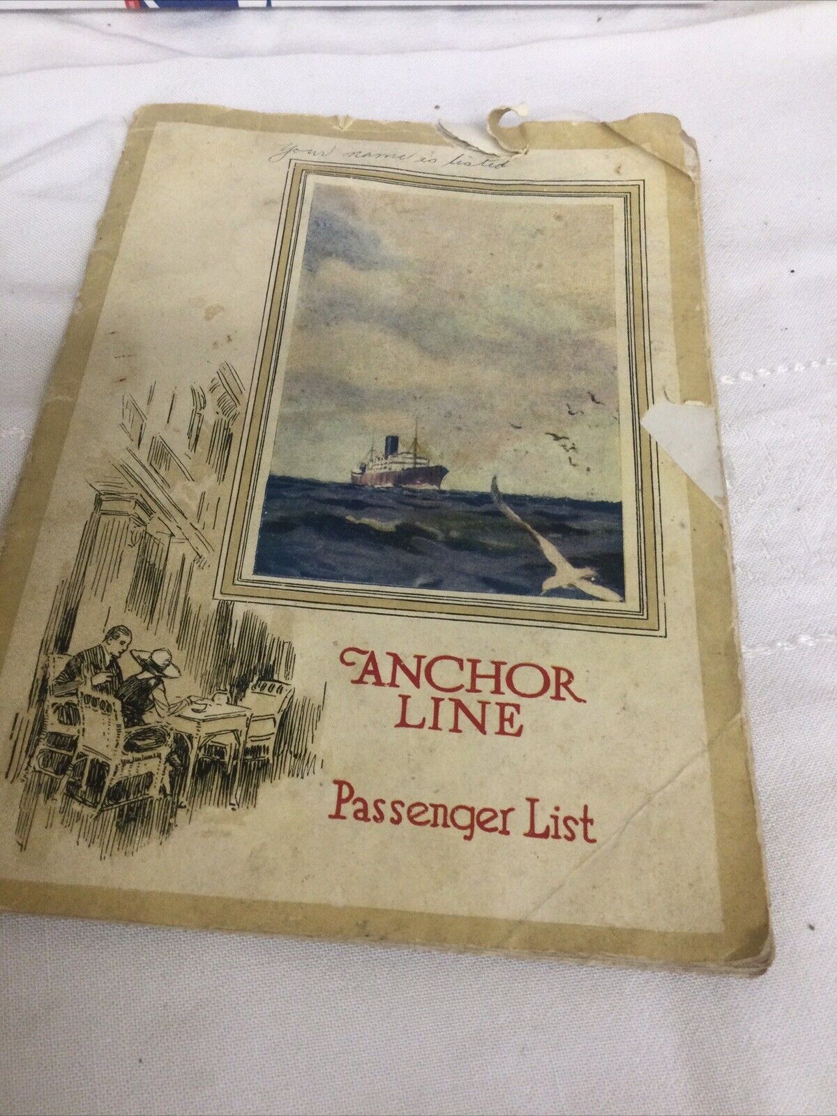 CAMERONIA (Anchor) 1921 List of Saloon & Second Class Passengers