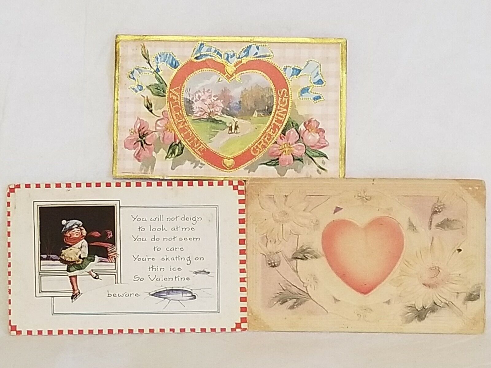 Lot Of 3 Vintage Valentine\'s Day Postcards Collectible 1911 1920s Old