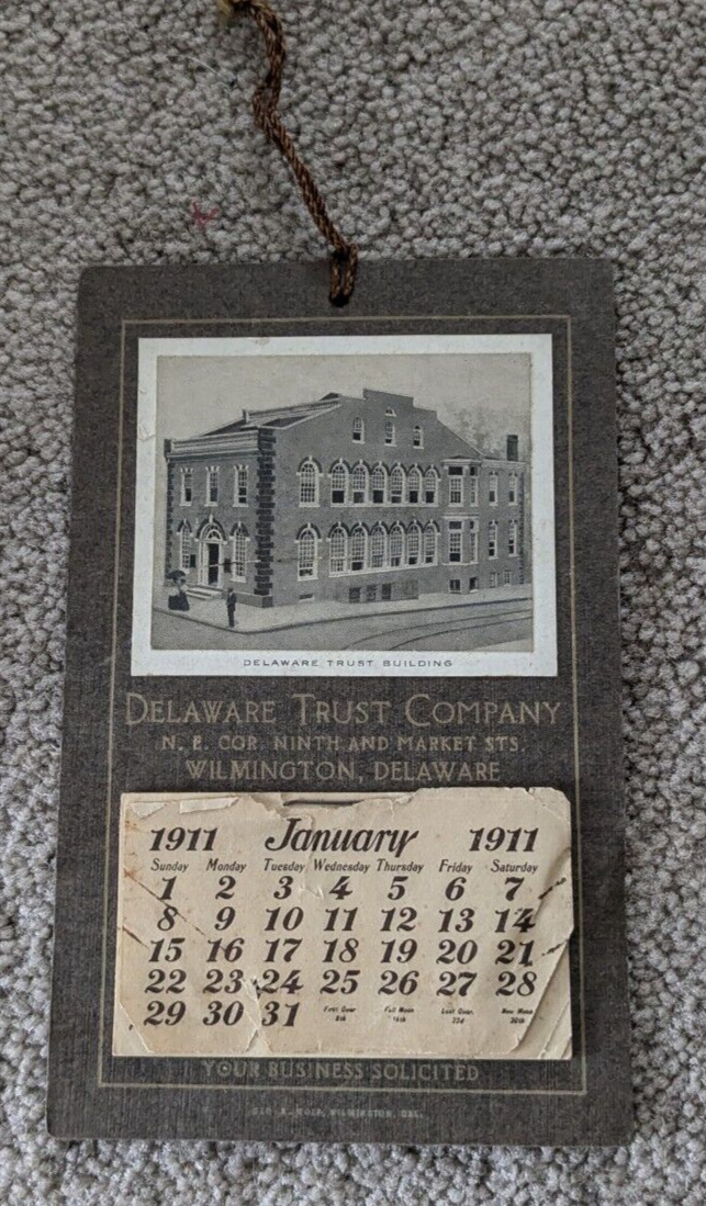 Vintage Delaware Trust Company Wilmington Delaware DE  1911 Bank Calendar