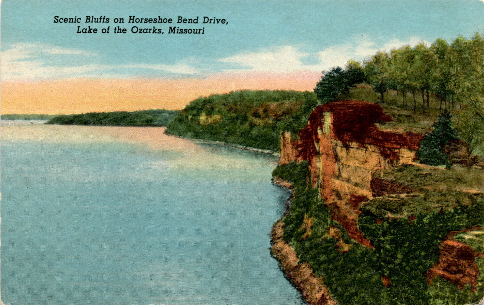 Horseshoe Bend Drive, Lake of the Ozarks, Missouri, Union Electric Postcard