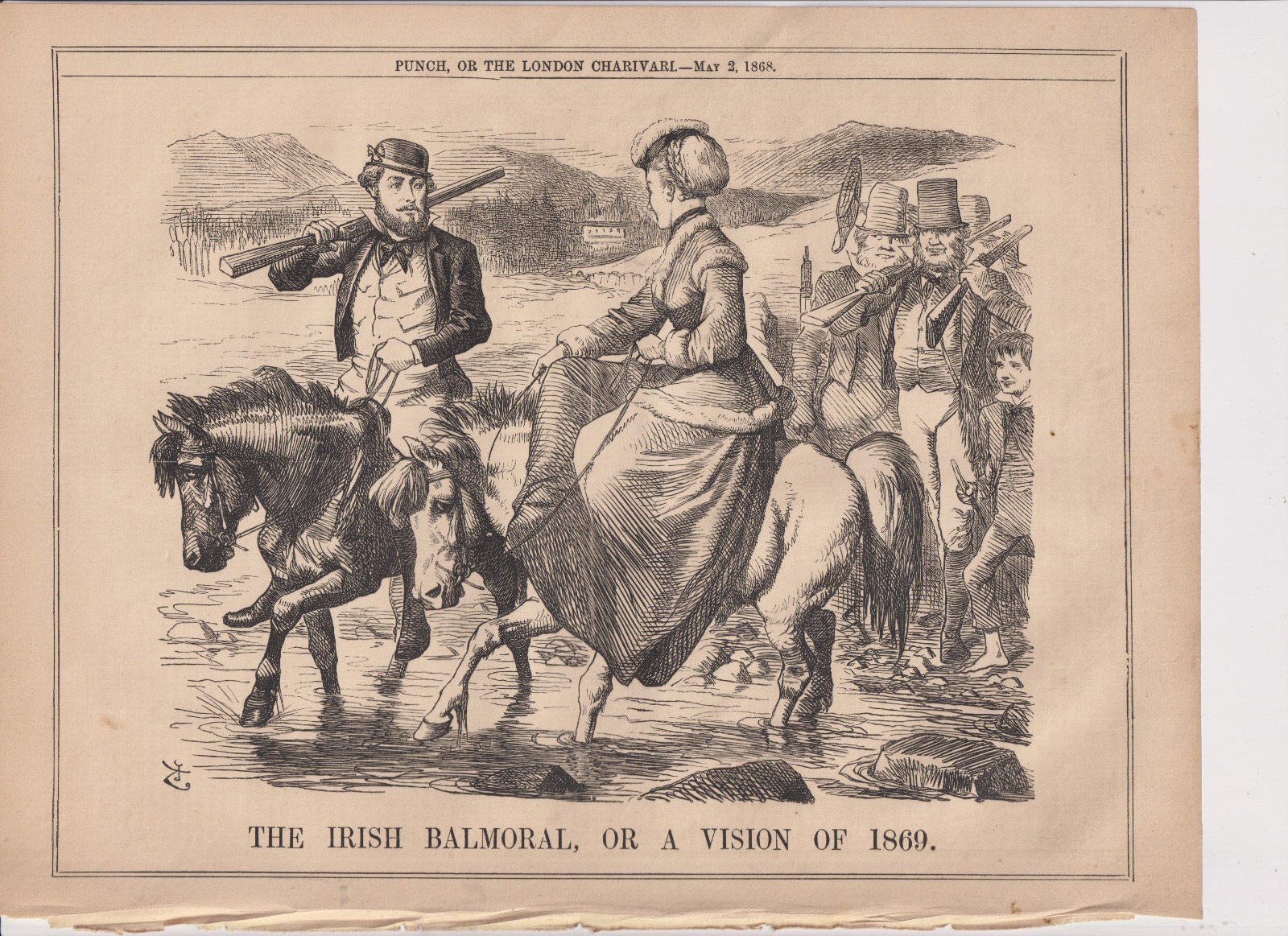 1868 Punch Cartoon The Irish Balmoral