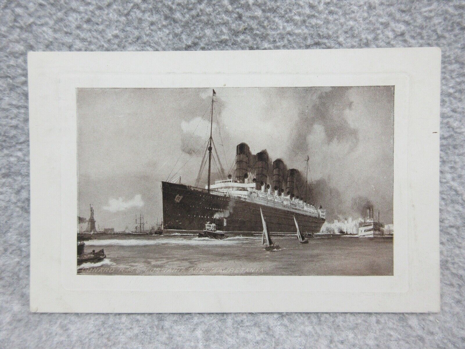1915 RMS LUSITANIA Cunard Lines Passenger Cruise Ship  POSTCARD Sunk Germany WW1