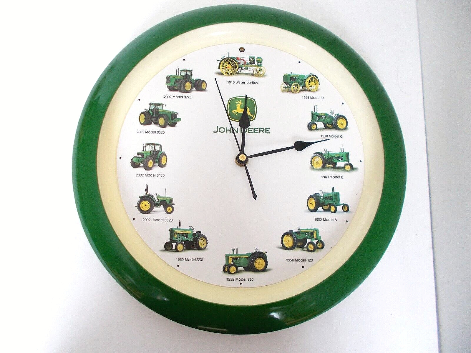 John Deere TRACTOR HISTORY  Wall Clock w Tractor Sounds On The Hour 12 in-TESTED
