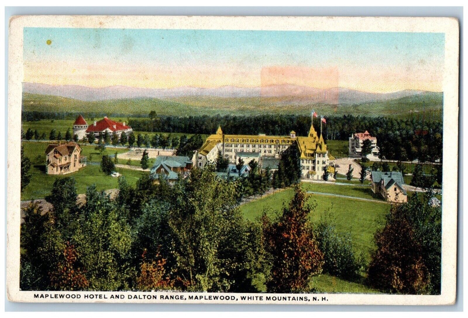White Mountains New Hampshire Postcard Maplewood Hotel Dalton Range 1920 Vintage