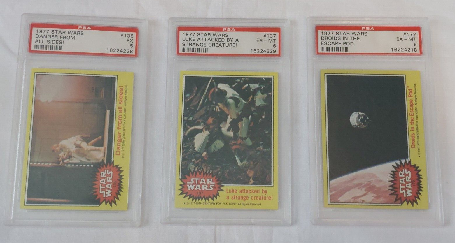1977 Topps Star Wars Series 3 Yellow # 136, 137, 172 PSA Lot of 3