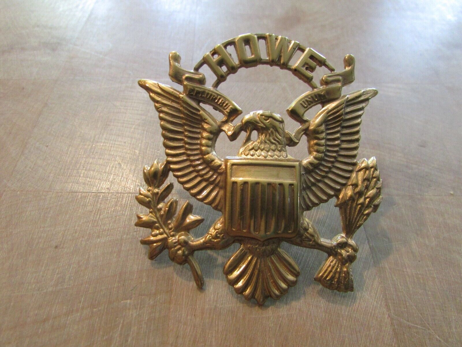 Vintage HOWE US Army Eagle Shield Hat Cap Badge - Military Academy School
