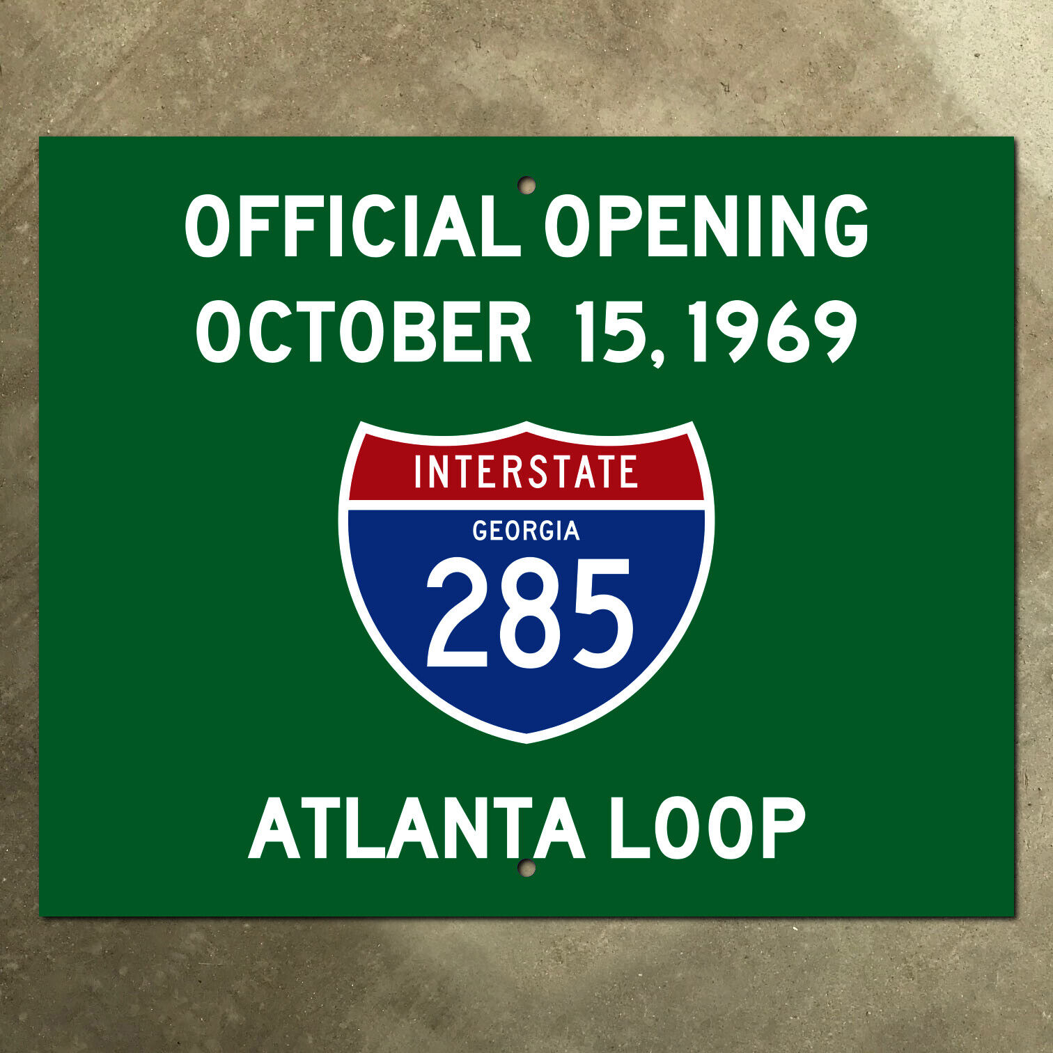 Georgia interstate 285 Atlanta Loop highway road sign opening 1969 12x10