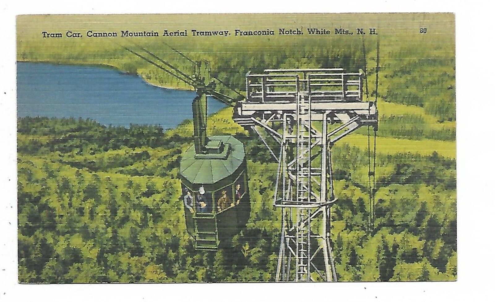 White Mts. NH Postcard Trans Car Cannon Mountain Aerial Tramway Franconia Notch