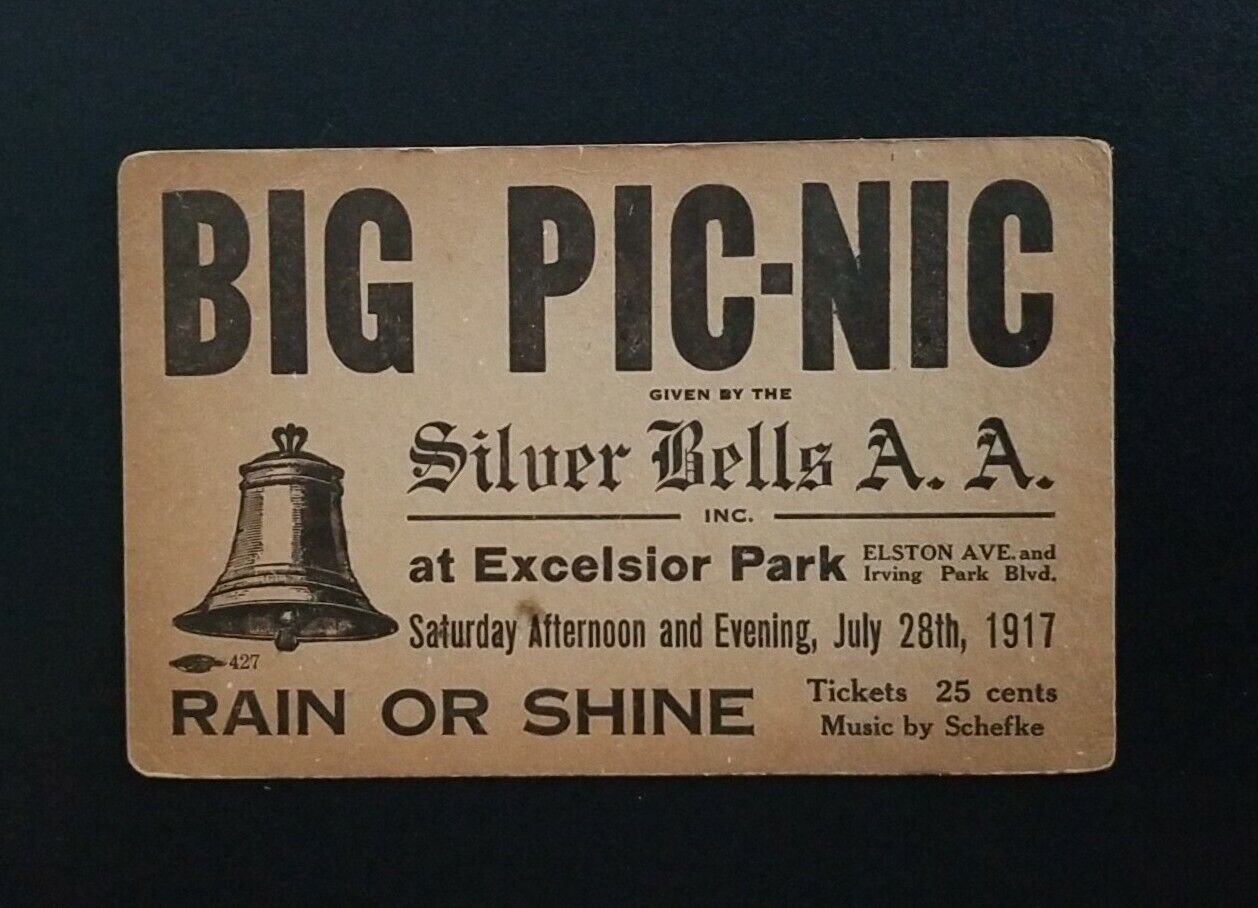 1917 CHICAGO ILLINOIS Big Pic-Nic Silver Bells A.A. At Excelsior Park 