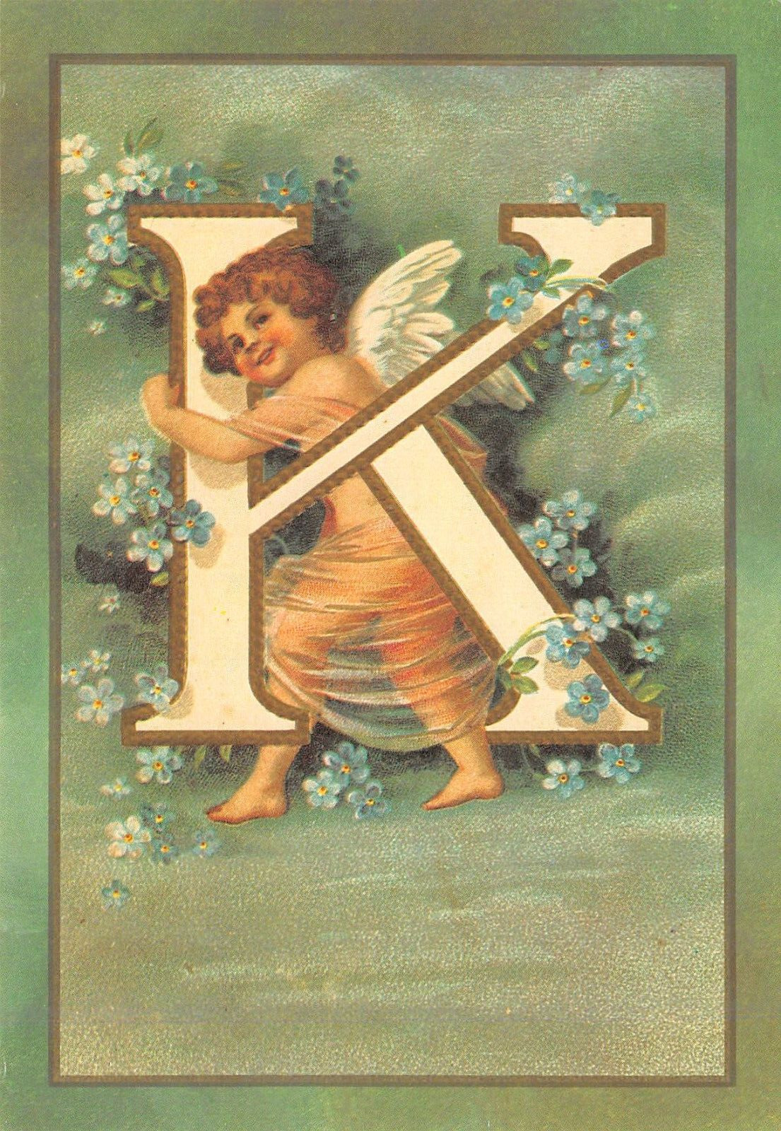 L\'Alphabet Des Angelots Cupid\'s Paris Alphabet Letter K Postcard 5867c