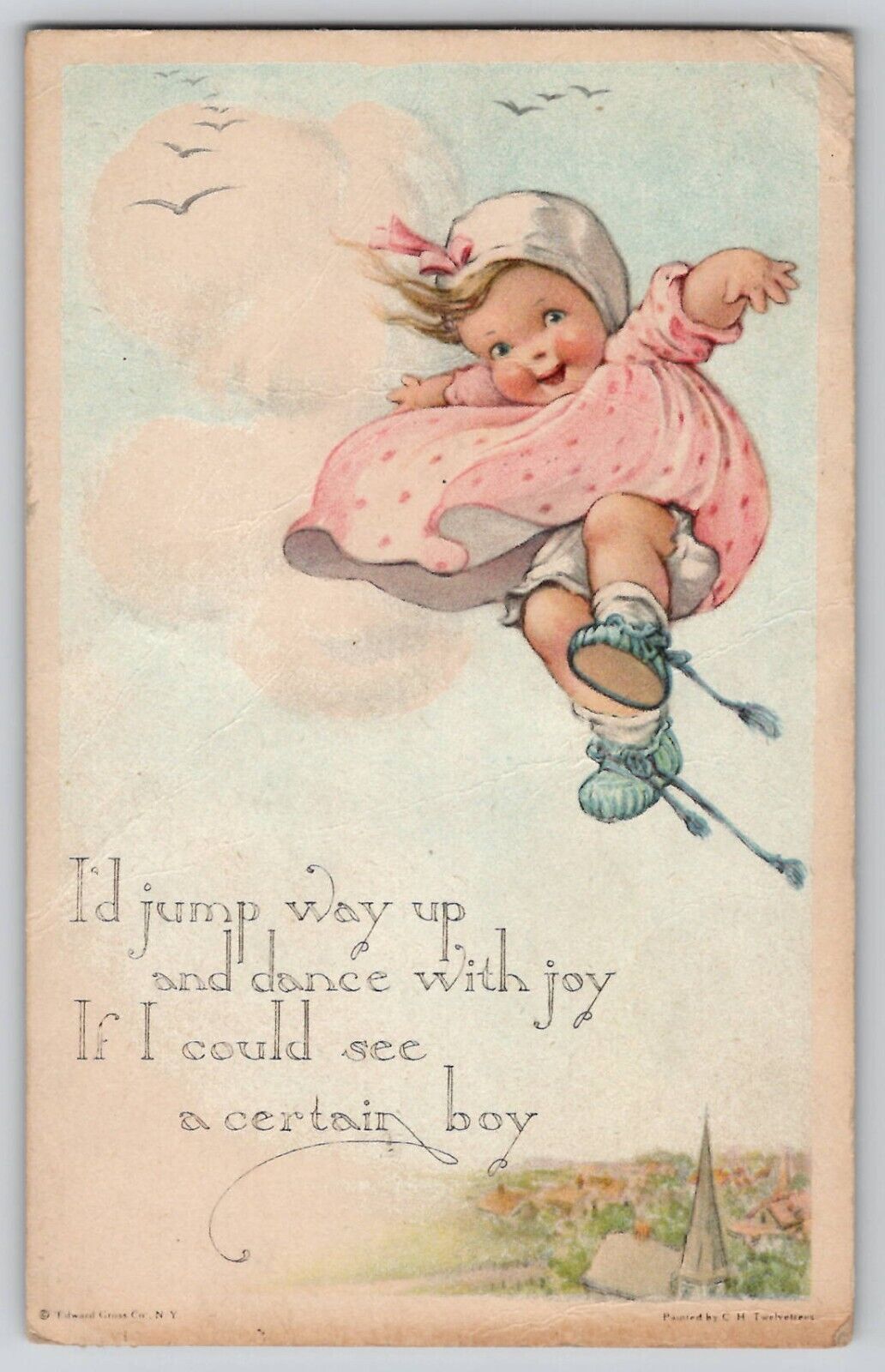 Jumping Baby Little Girl C. Twelvetrees Postcard 1921 Humor Fantasy No 447