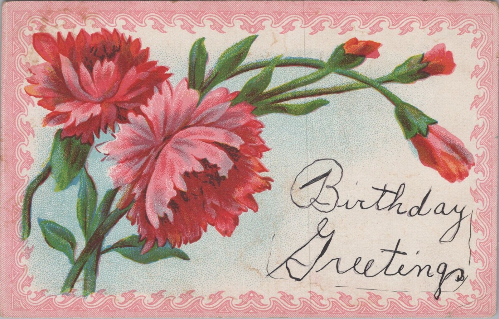 Birthday Greetings Flowers c1910s Postcard UNP 6518d2
