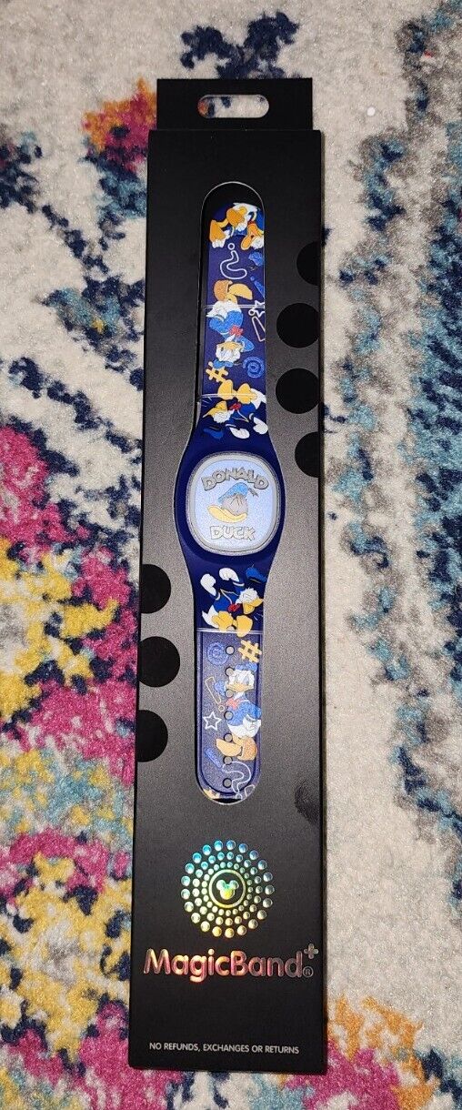 NEW Disney Parks Magic Band Plus Classic Donald Duck Expressions Blue LINKABLE 