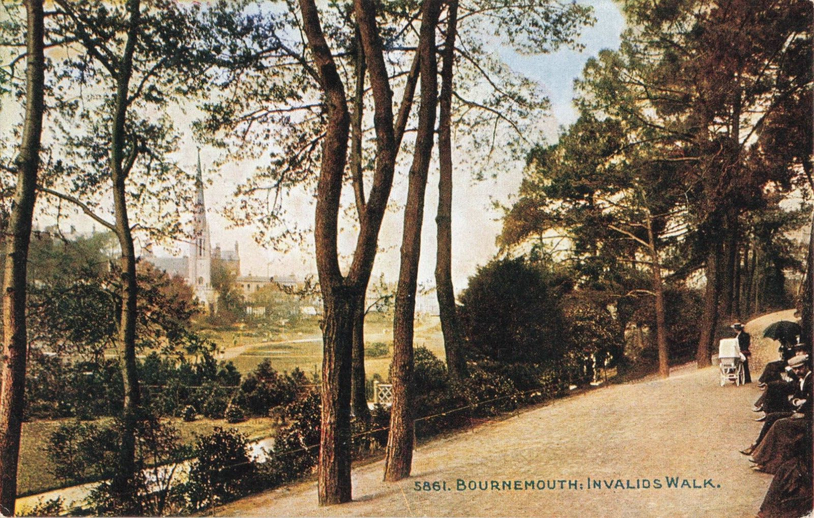 Bournemouth Dorset England, Invalids Walk, Vintage Postcard