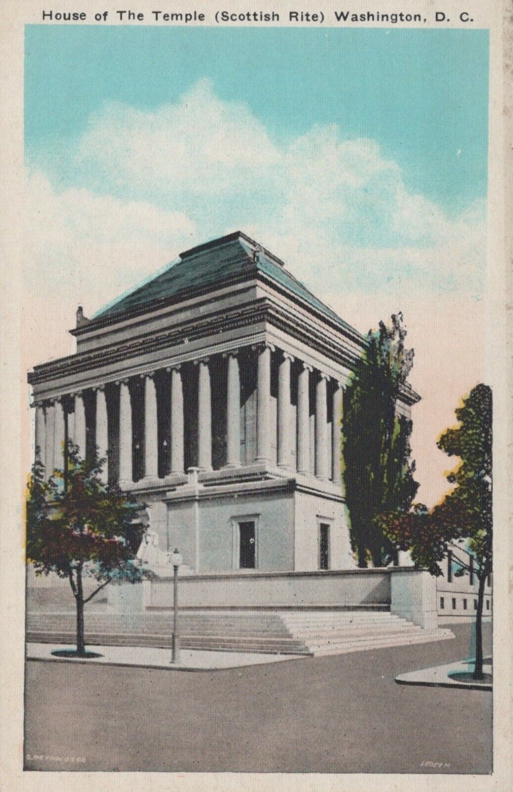 House Of The Temple Capitol Washington D.C. Vintage Linen Post Card 