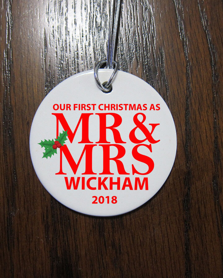 Personalized ceramic First Christmas Mr Mrs Ornament custom 2021