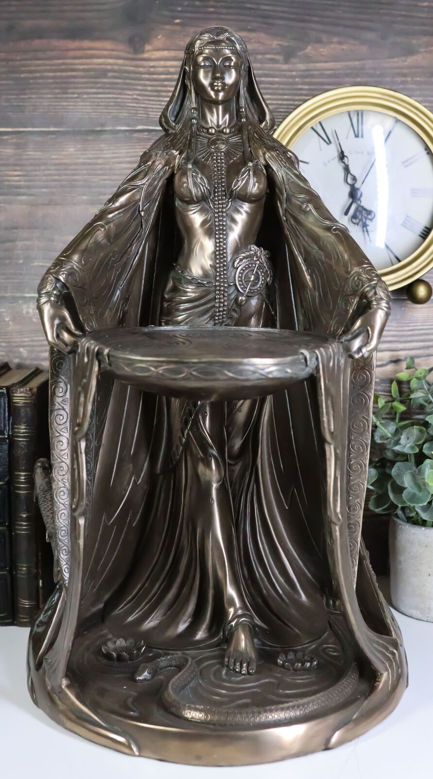 Large Bronzed Maxine Miller Celtic Triple Goddess Danu With Cauldron Statue 16\