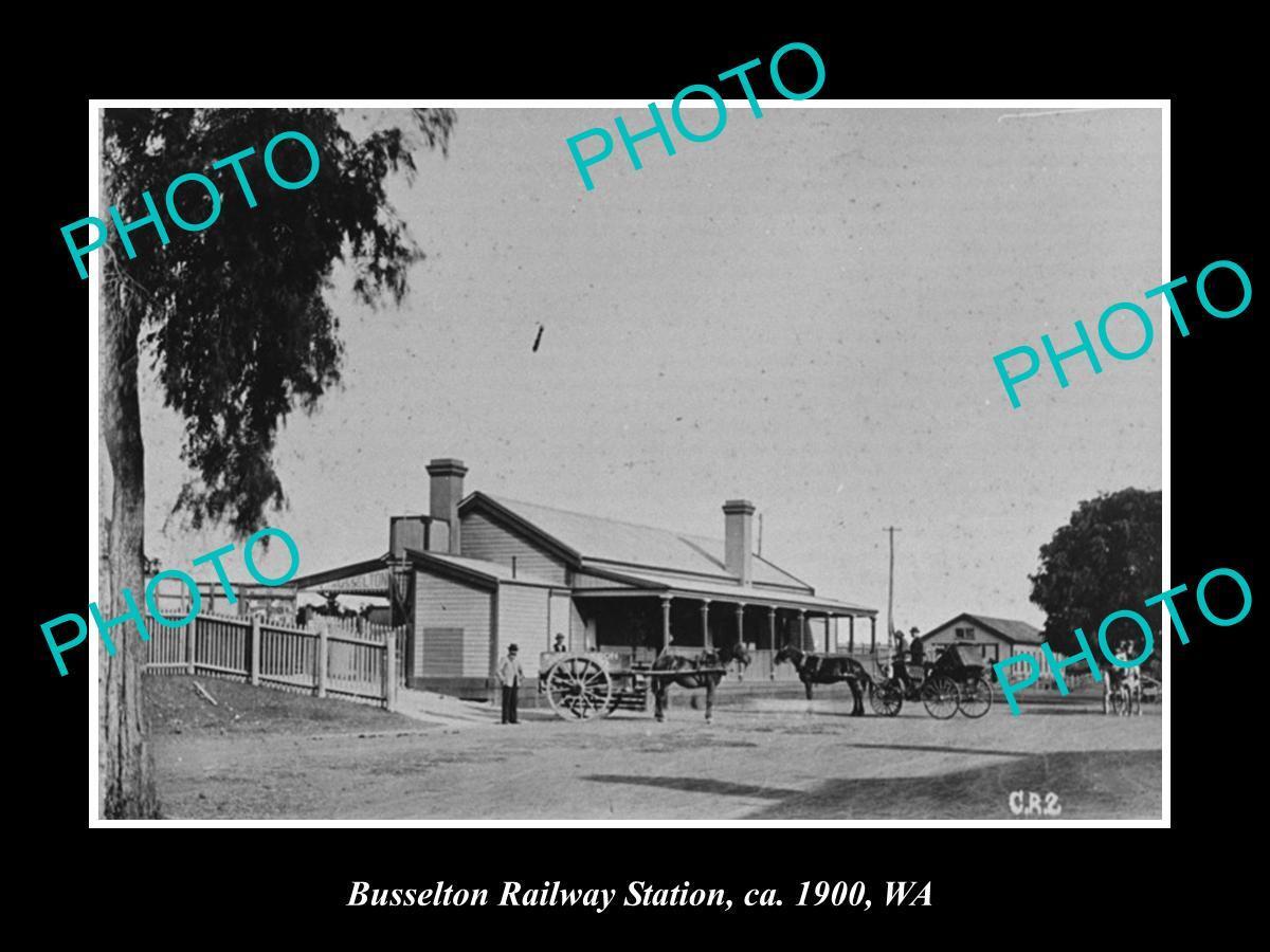 OLD LARGE HISTORIC PHOTO OF BUSSELTON WESTERN AUSTRALIA RAILWAY STATION c1900