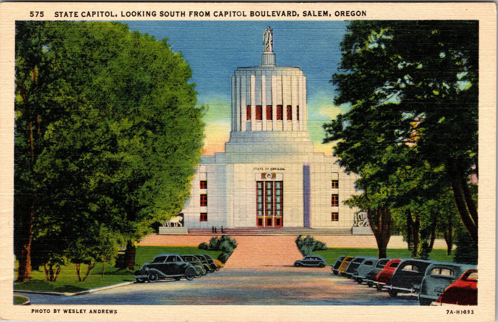State Capital Looking South From Capital Boulevard Salem Oregon Old Postcard 