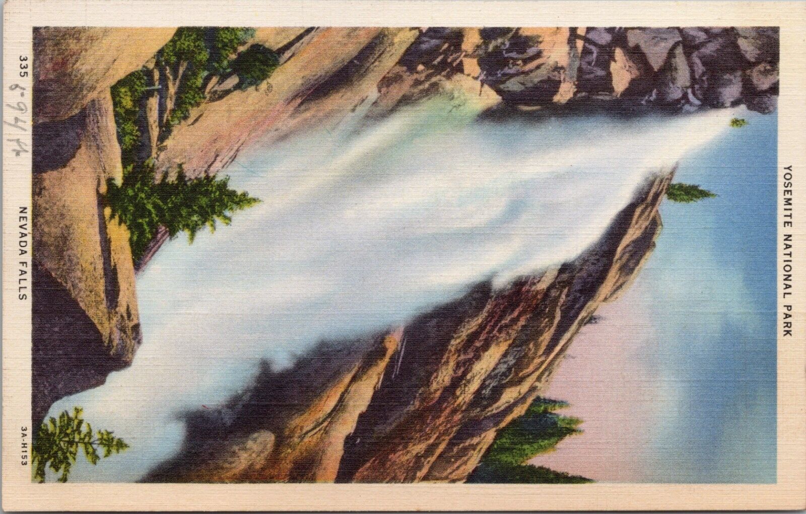 YOSEMITE, CALIFORNIA ~ Nevada Falls - c.1939 Postcard