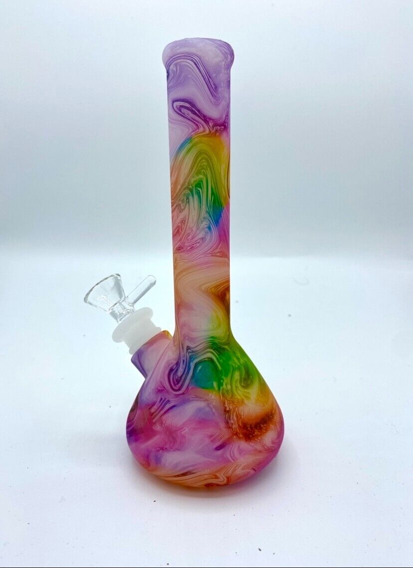 Unbreakable Silicone Water Pipe Tobacco Beaker Bong Hookah Rainbow Design