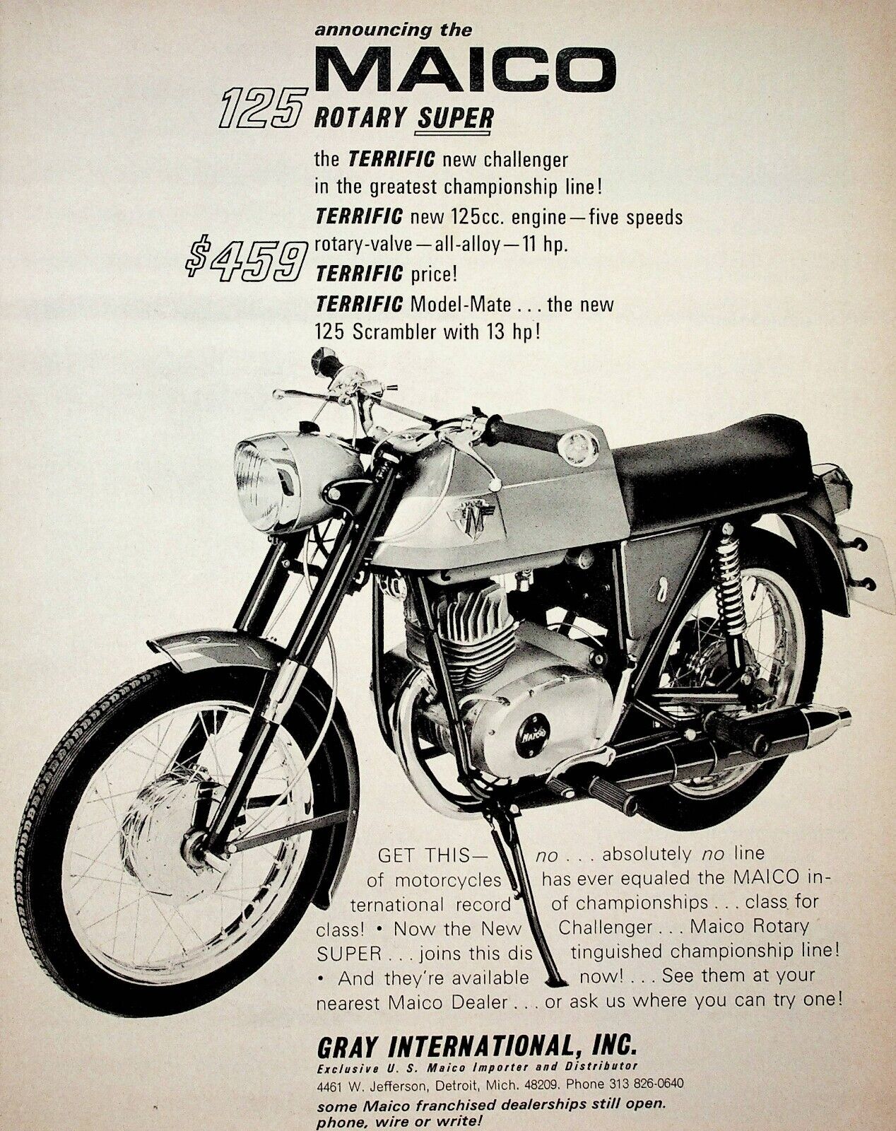 1966 Maico 125 Rotary Super - Vintage Motorcycle Ad