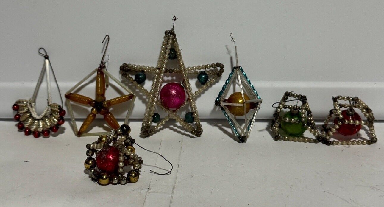 Vintage  Antique Czech  Glass  Bead Christmas Ornaments 