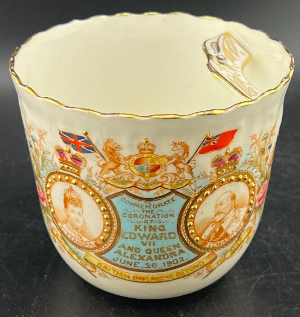 KING EDWARD VII QUEEN ALEXANDRA CORONATION 1902 MUSTACHE CUP