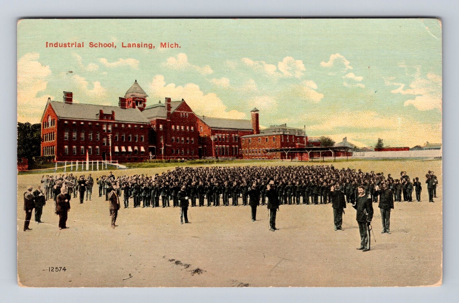Lansing MI-Michigan, Industrial School, Antique Vintage c1914 Souvenir Postcard