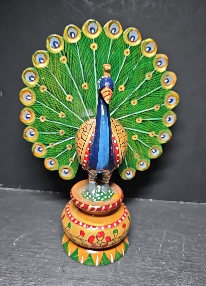 USSR Hand painted Russian Peacock Figurine 6.25\