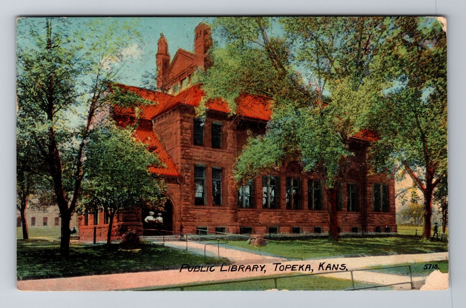 Topeka KS-Kansas, Public Library, Antique, Vintage c1974 Souvenir Postcard
