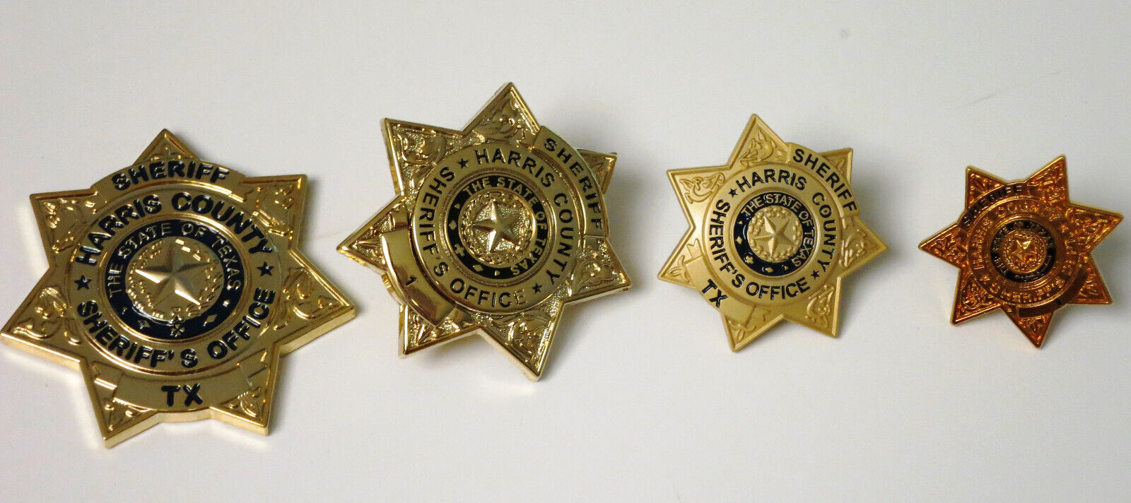 Harris County TX Sheriff’s Office LOT OF 4 Assorted Size Mini Badge Lapel Pins