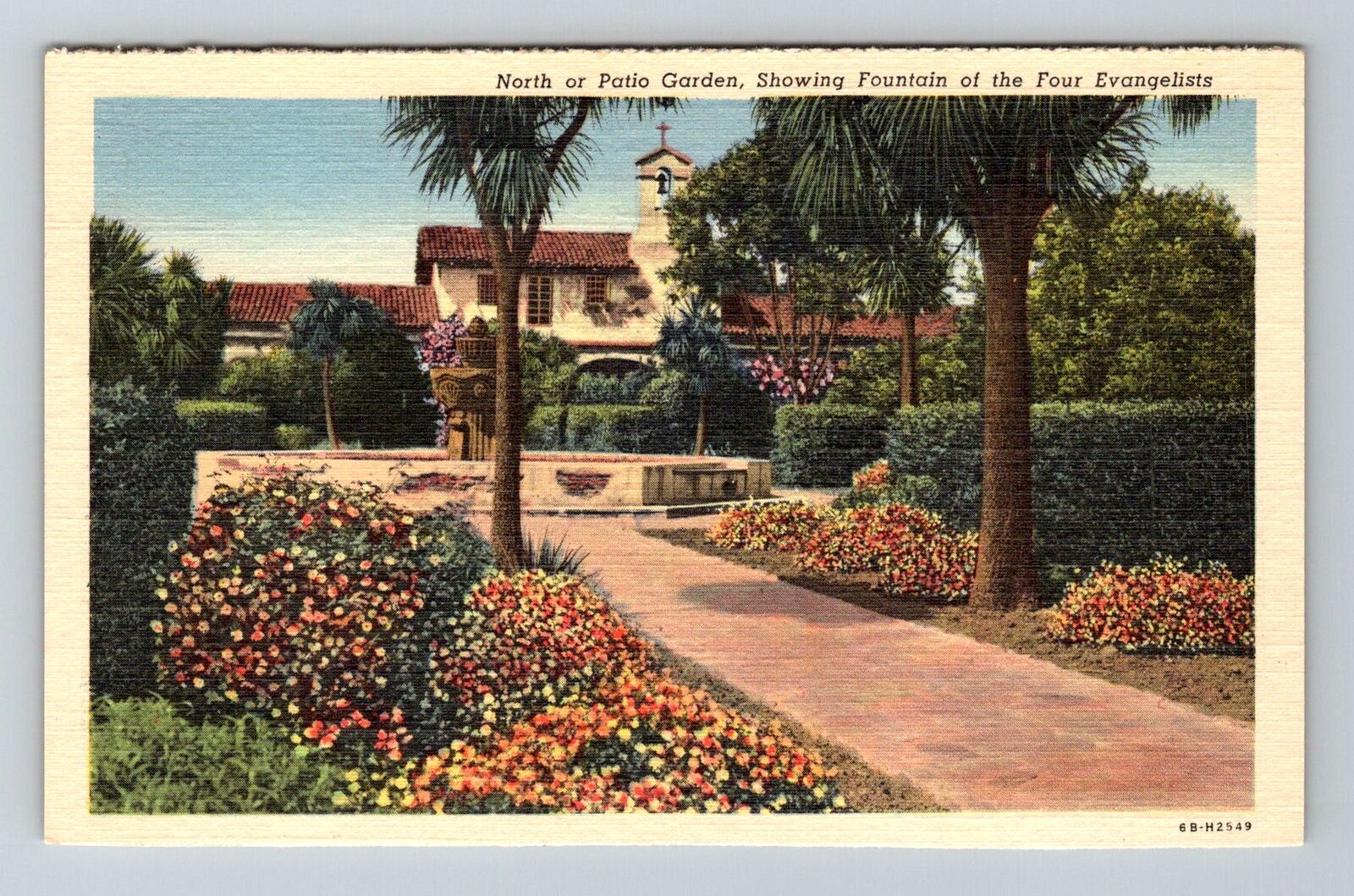 San Juan CA-California, North Or Patio Garden, Fountain, Vintage Postcard