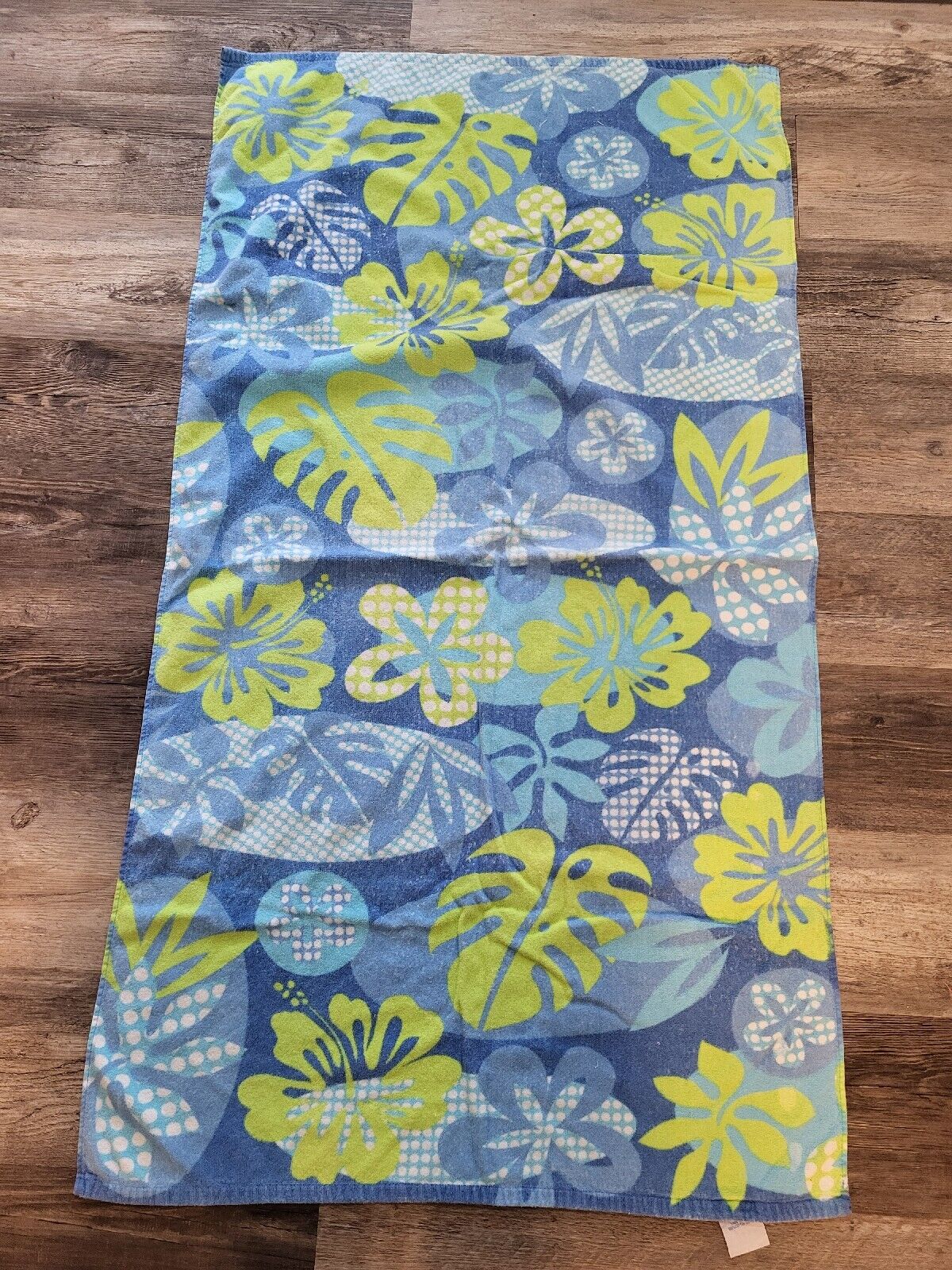 Jay Franco Vtg Retro Large Beach Towel Blue/green hibiscus floral tropical 54x30