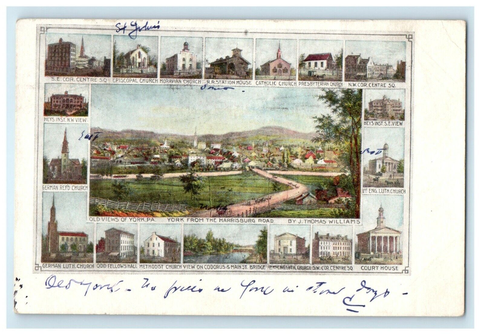 1908 Old Views of Buildings in York Pennsylvania PA Antique Postcard