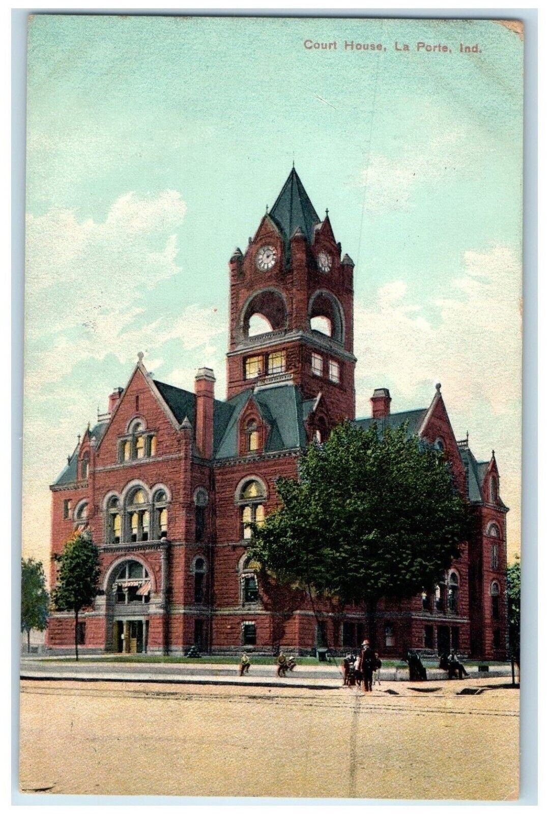 1908 Court House Exterior Building La Porte Indiana IN Vintage Antique Postcard