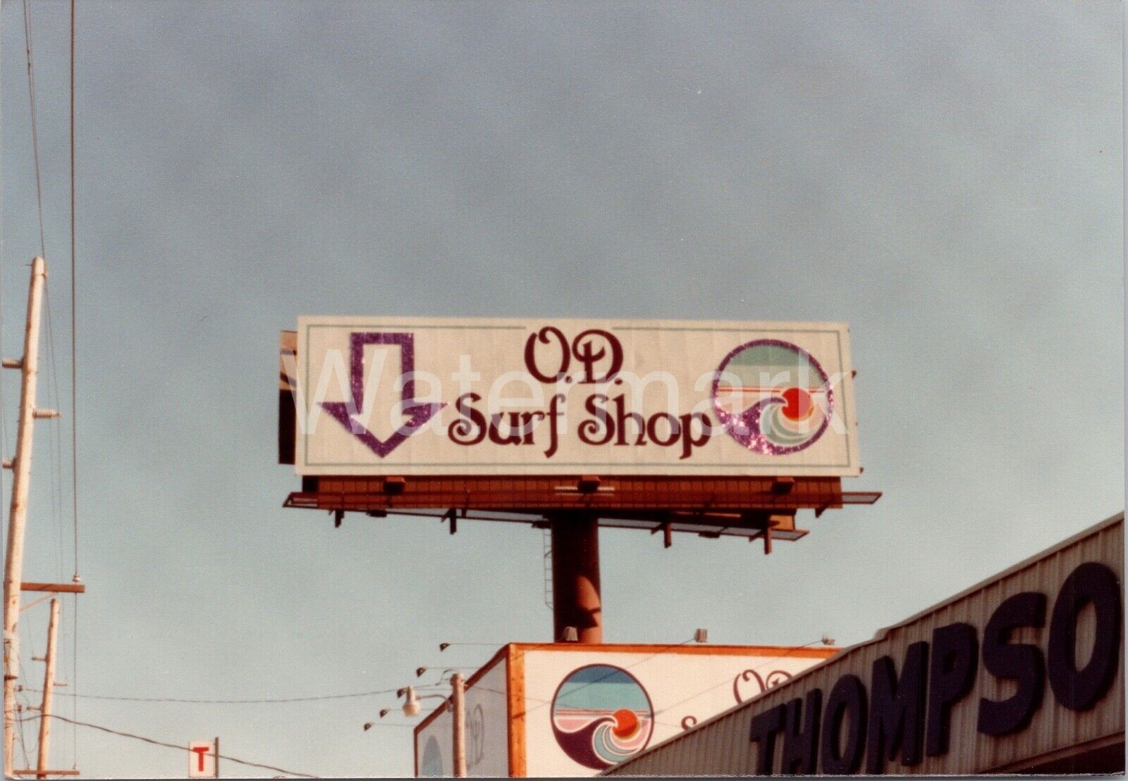 Vtg 1980s OD Surf Shop Advertisement Billboard Sign Myrtle Beach SC Photo