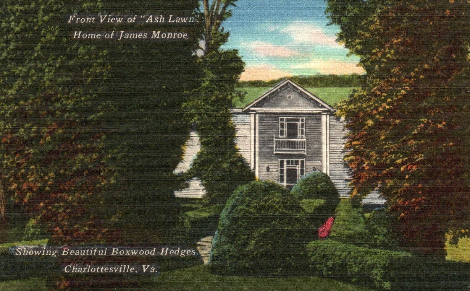 Charlottesville, VA, Ash Lawn, Home of James Monroe, Vintage Postcard a1306