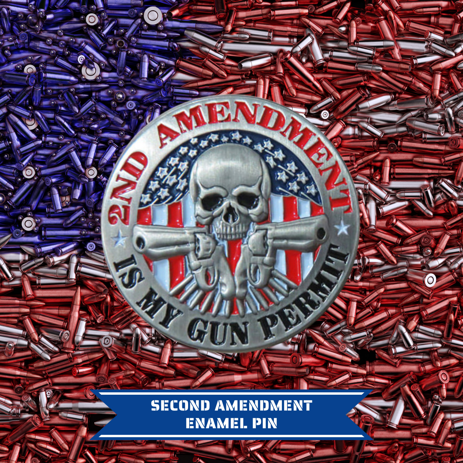2nd Amendment Is My Gun Permit Skull Pin