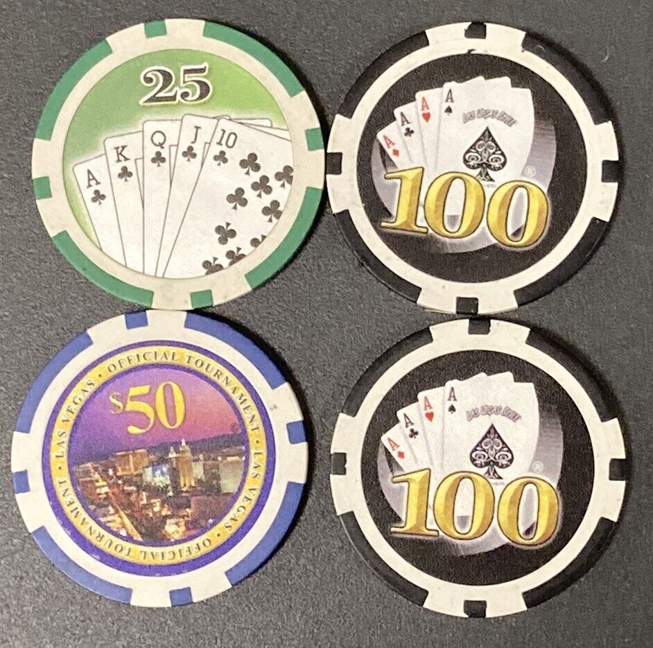 4 Souvenir Las Vegas Nevada Casino Poker Chips