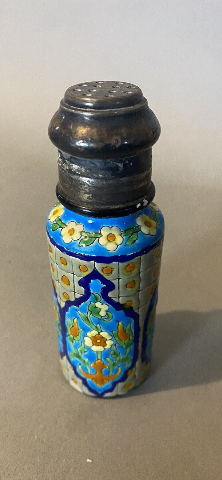 Antique Longwy French Faience Pottery Salt or Pepper Shaker