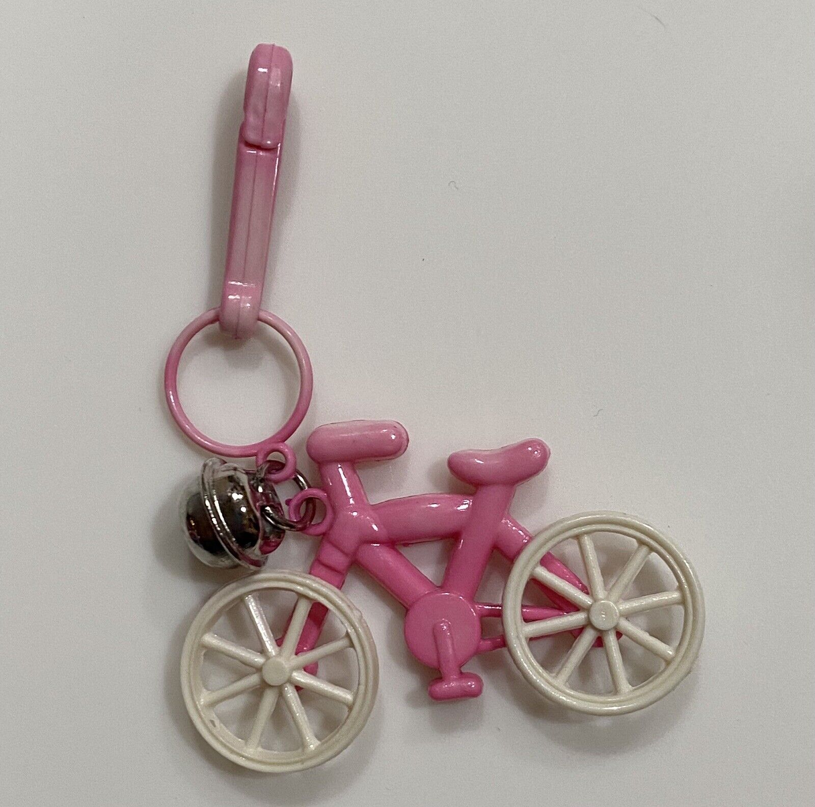 Vintage 1980s Plastic Bell Charm Pink Bicycle Bike 80s