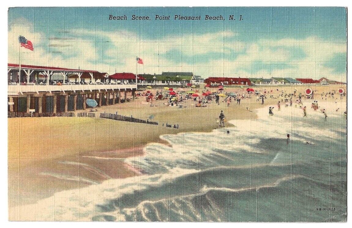 Point Pleasant Beach New Jersey c1940\'s beach scene, boardwalk