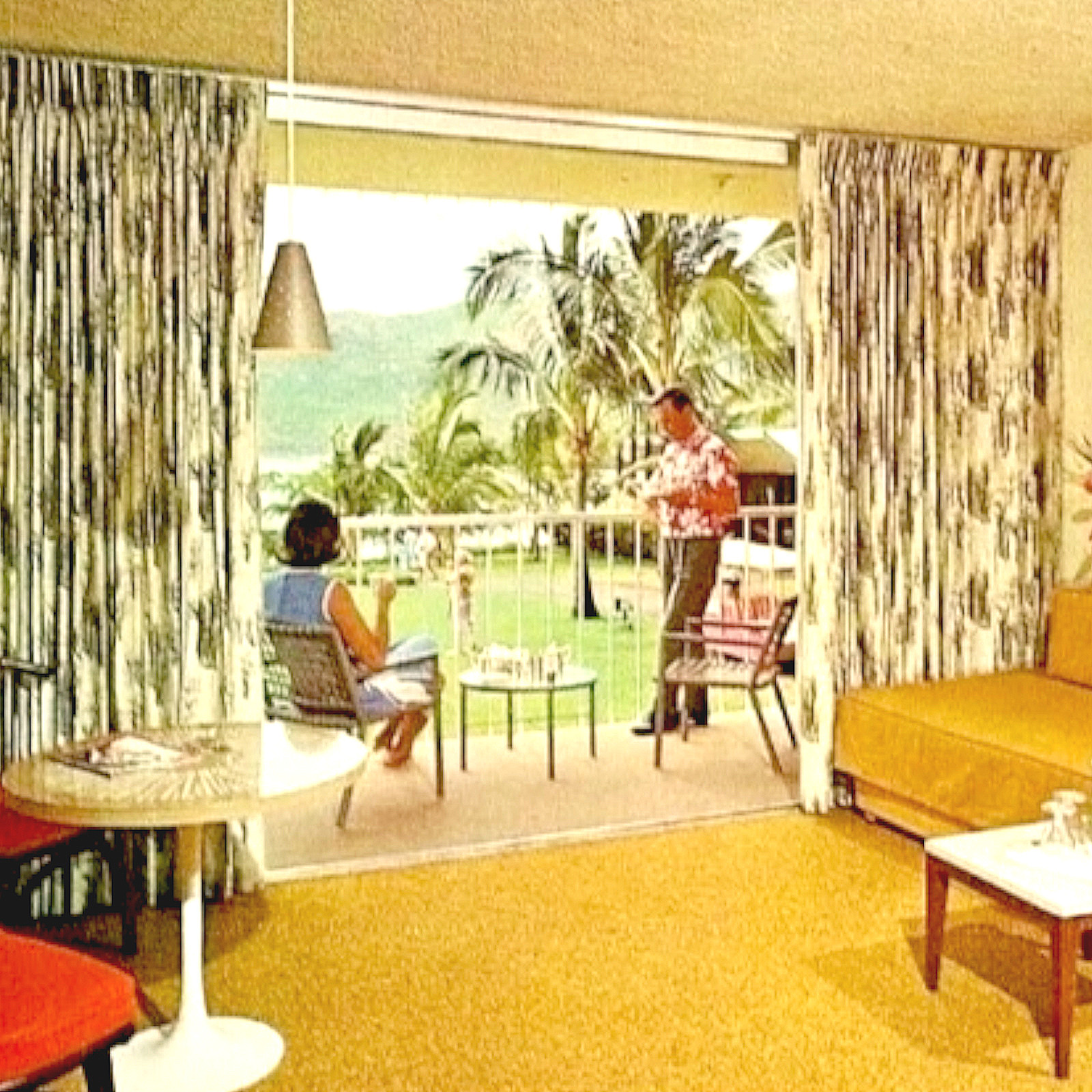1960s Hawaii Kauai Surf Resort Room RPPC Postcard Balcony Kalapaki Beach Lihue