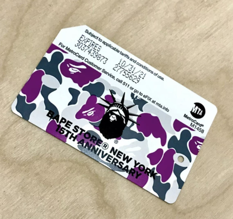 Metrocard BAPE NYC MTA 15TH ANNIVERSARY Metro card Expired Collectible $5.50