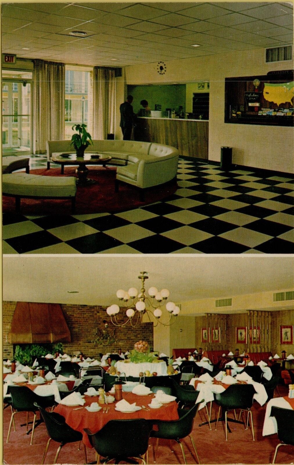 1969 Multi-View Interior View Holiday Inn Spartanburg SC Postcard C11