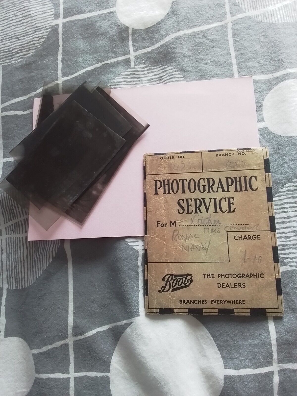 1920s Boots Photograph Envelope with 5 Negatives of HMS Centaur WW1 Warship